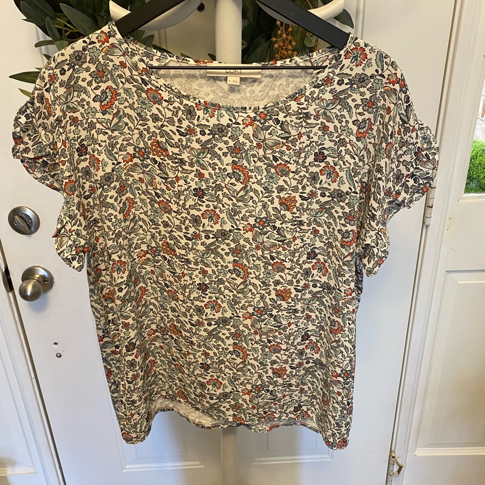Loft Floral Butterfly Top SS M